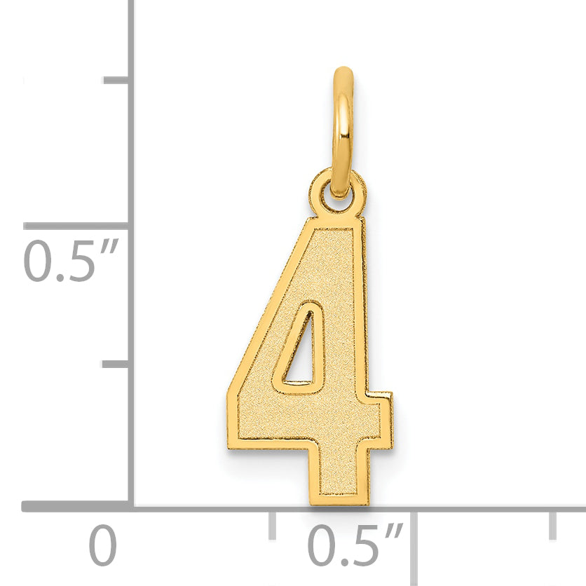 10k Small Satin Number 4 Charm