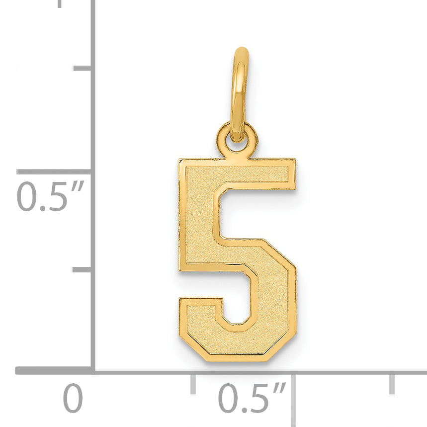 10k Small Satin Number 5 Charm