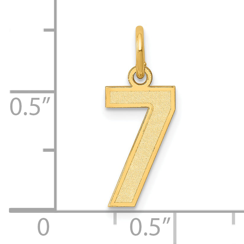 10k Small Satin Number 7 Charm