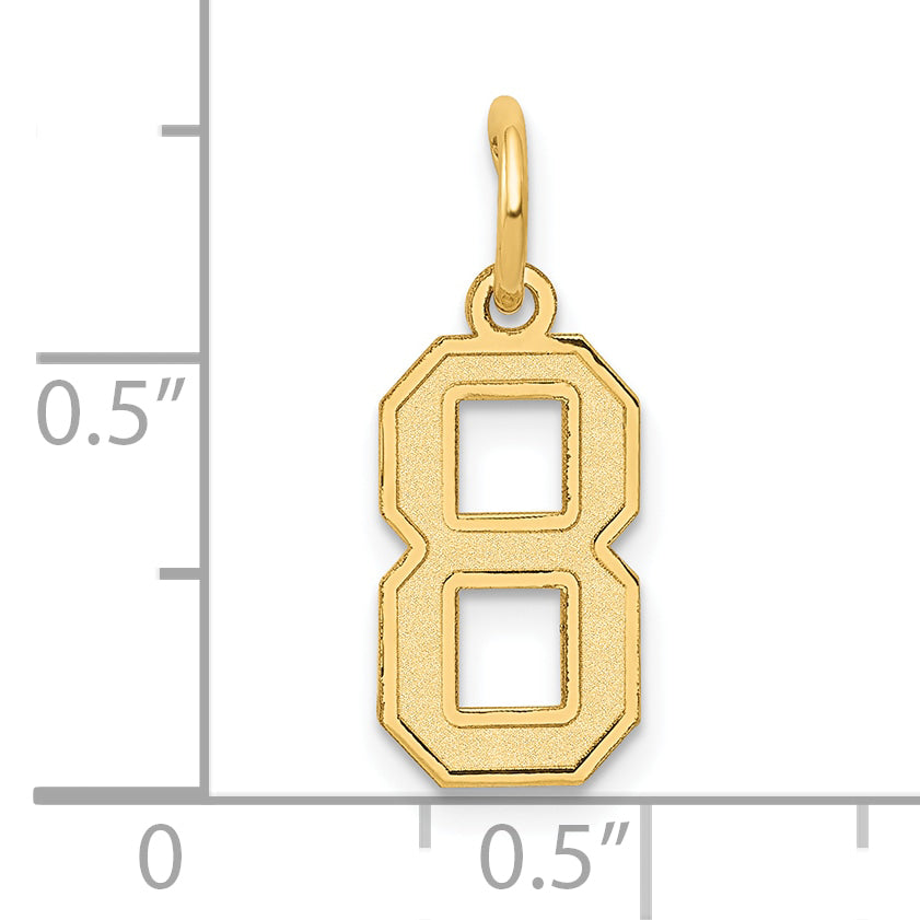 10k Small Satin Number 8 Charm