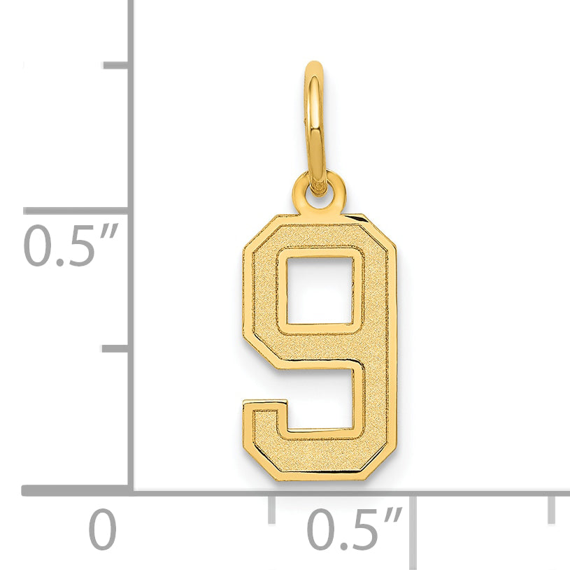 10k Small Satin Number 9 Charm