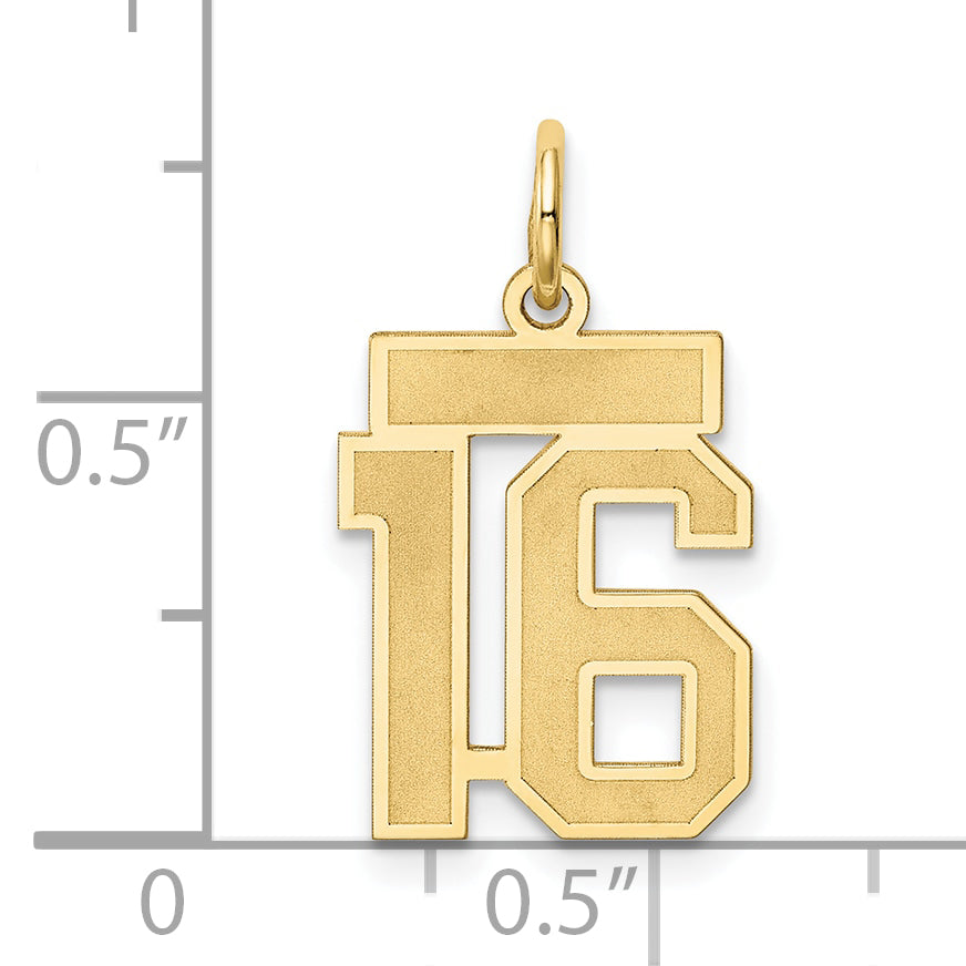 10ky Small Satin Number 16 Charm