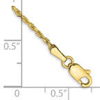 10k 1.3mm D/C Machine Made Rope Chain Anklet