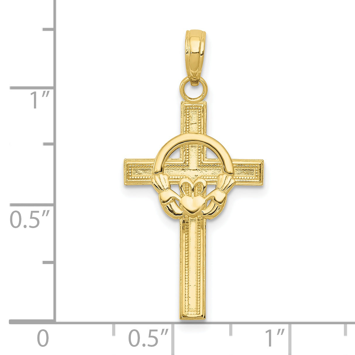 10K Polished Claddagh Cross Pendant