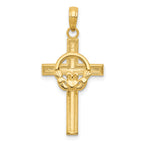 10K Polished Claddagh Cross Pendant