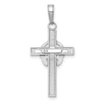 10K White Gold Polished Claddagh Cross Pendant