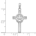 10K White Gold Polished Claddagh Cross Pendant