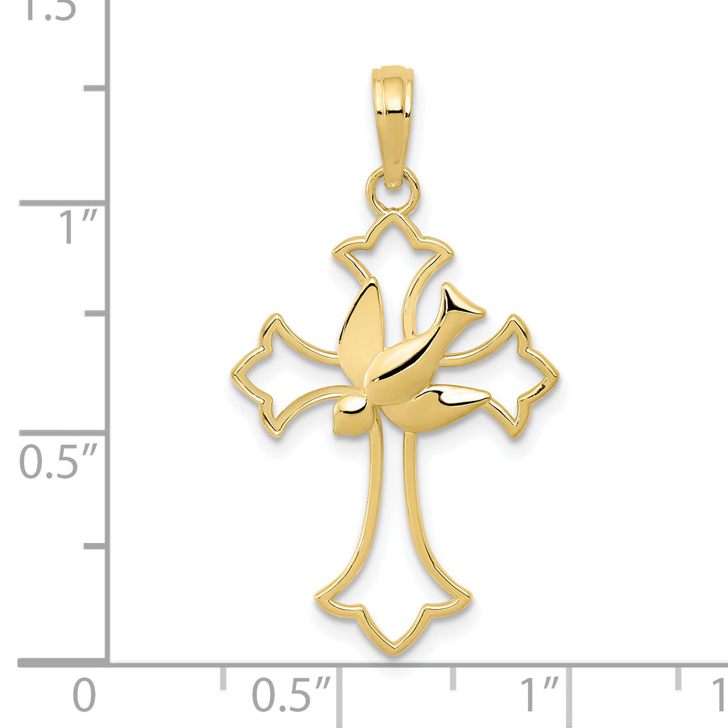 10k Polished Cross w/Dove Pendant