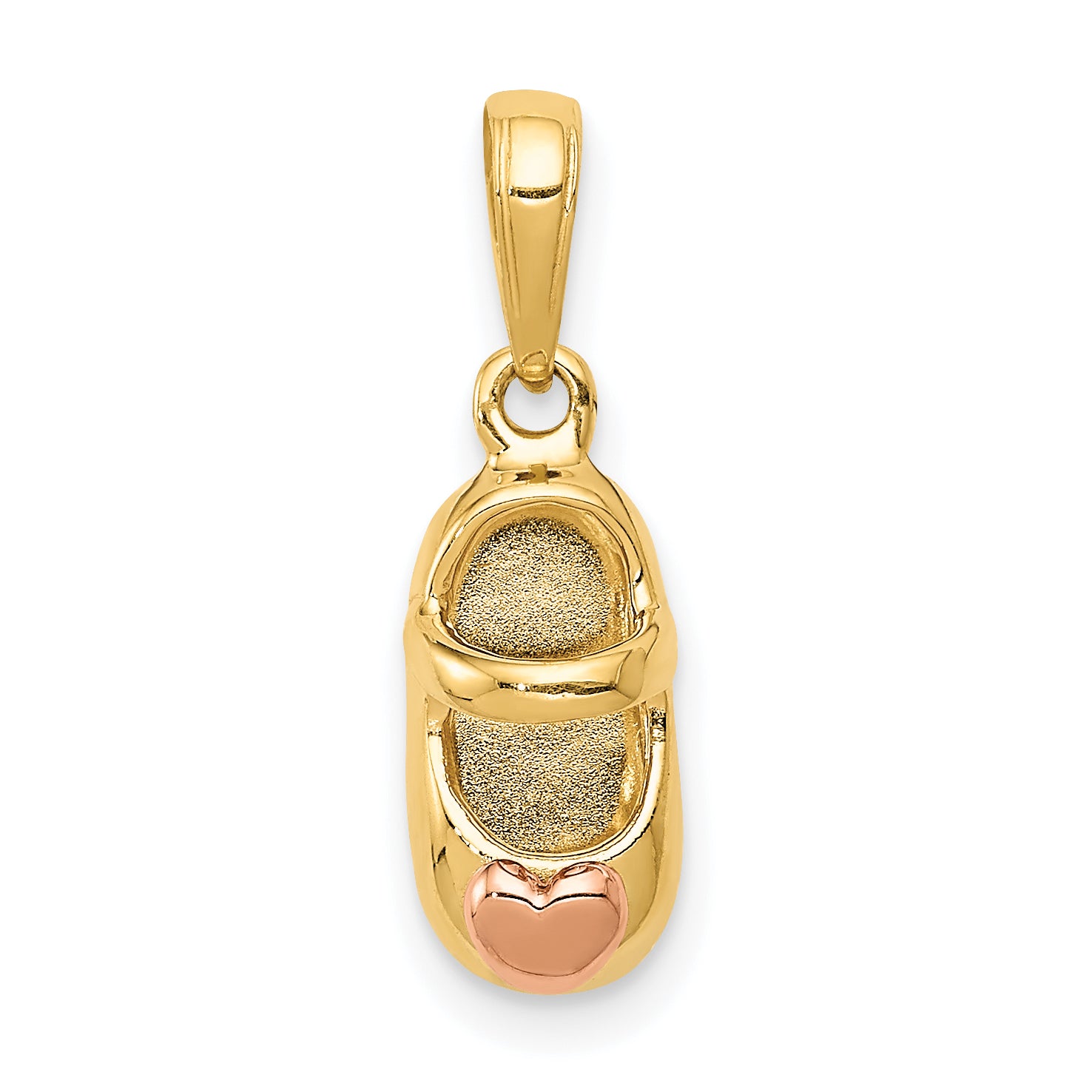 10k  3D Two-tone Baby Shoe Charm Main image