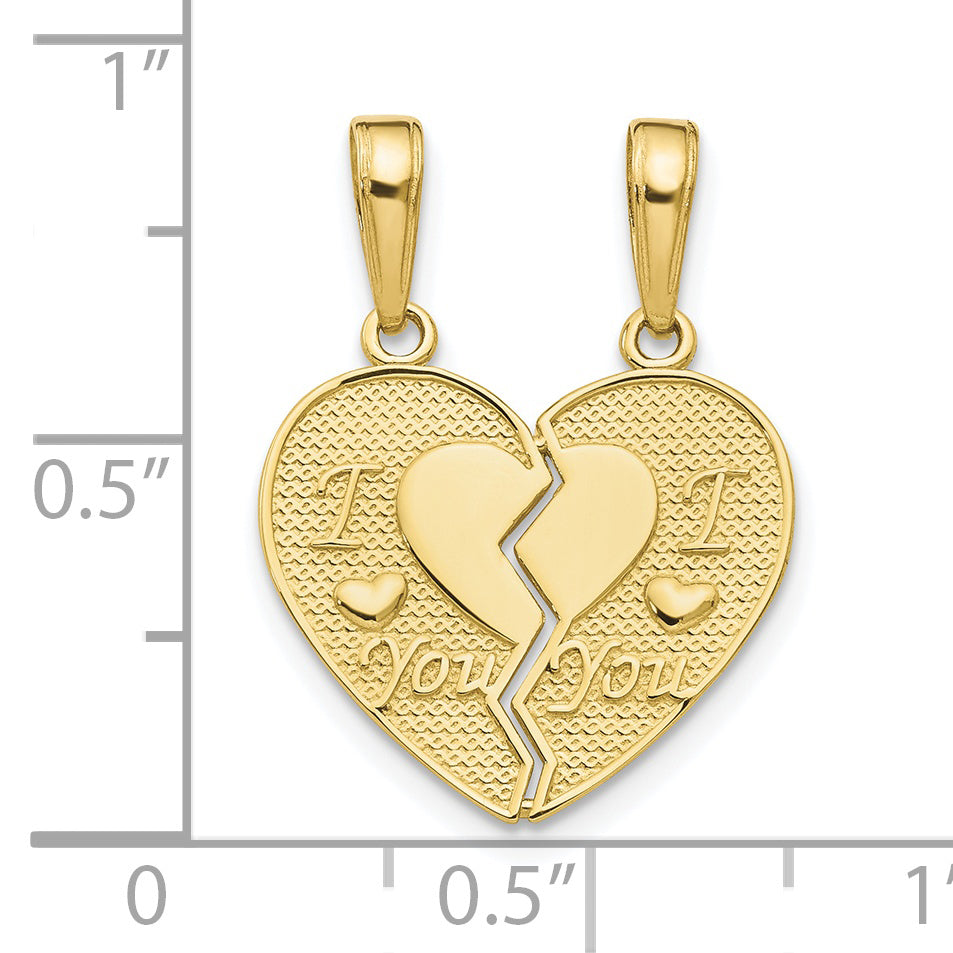 10K I Heart YOU 2-Piece Break-Apart Heart Charm