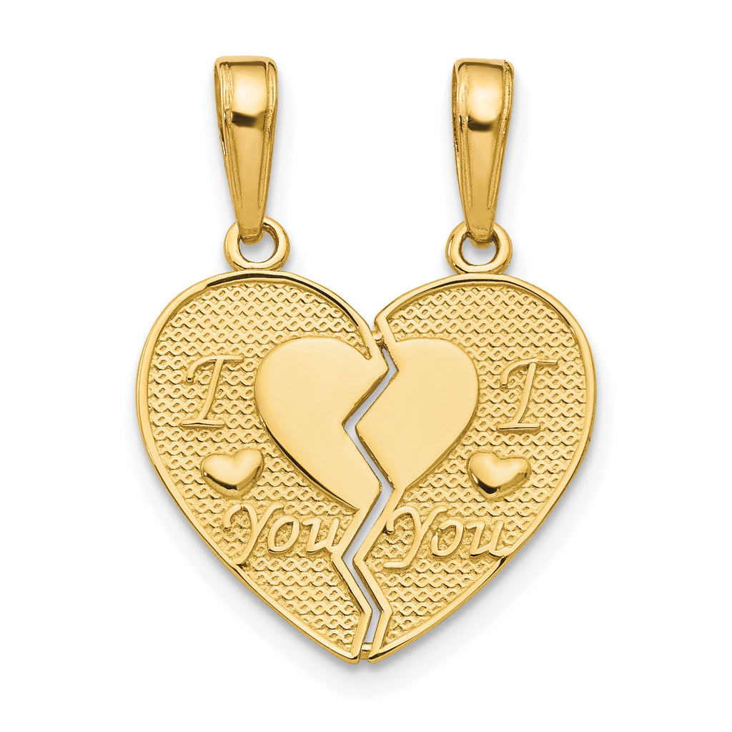 10K I Heart YOU 2-Piece Break-Apart Heart Charm