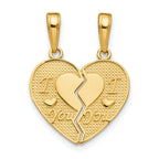 10K I Heart YOU 2-Piece Break-Apart Heart Charm