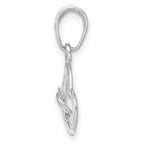 10K White Gold Polished Intertwined Double Heart Pendant