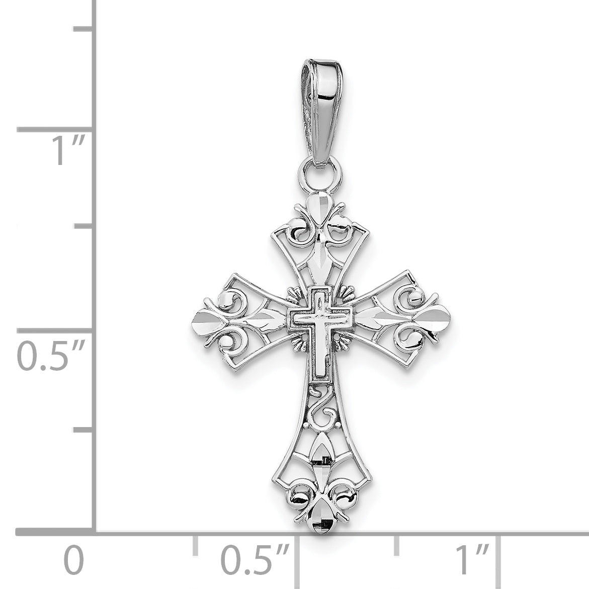 10k White Gold Filigree Cross Charm Secondary image