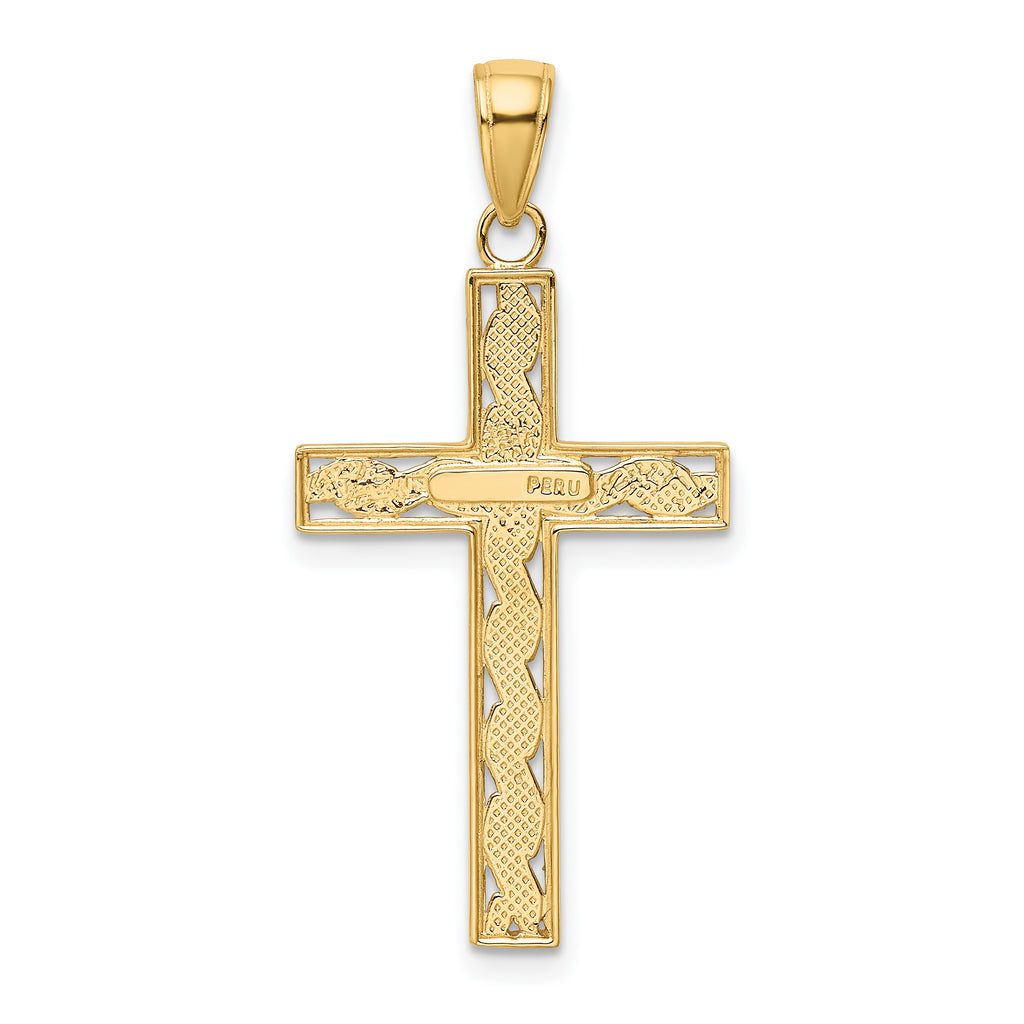 10K Rope Cross Pendant
