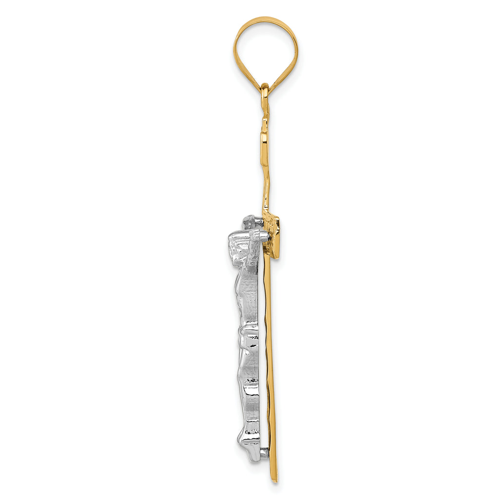 10k Two-tone INRI Crucifix Pendant