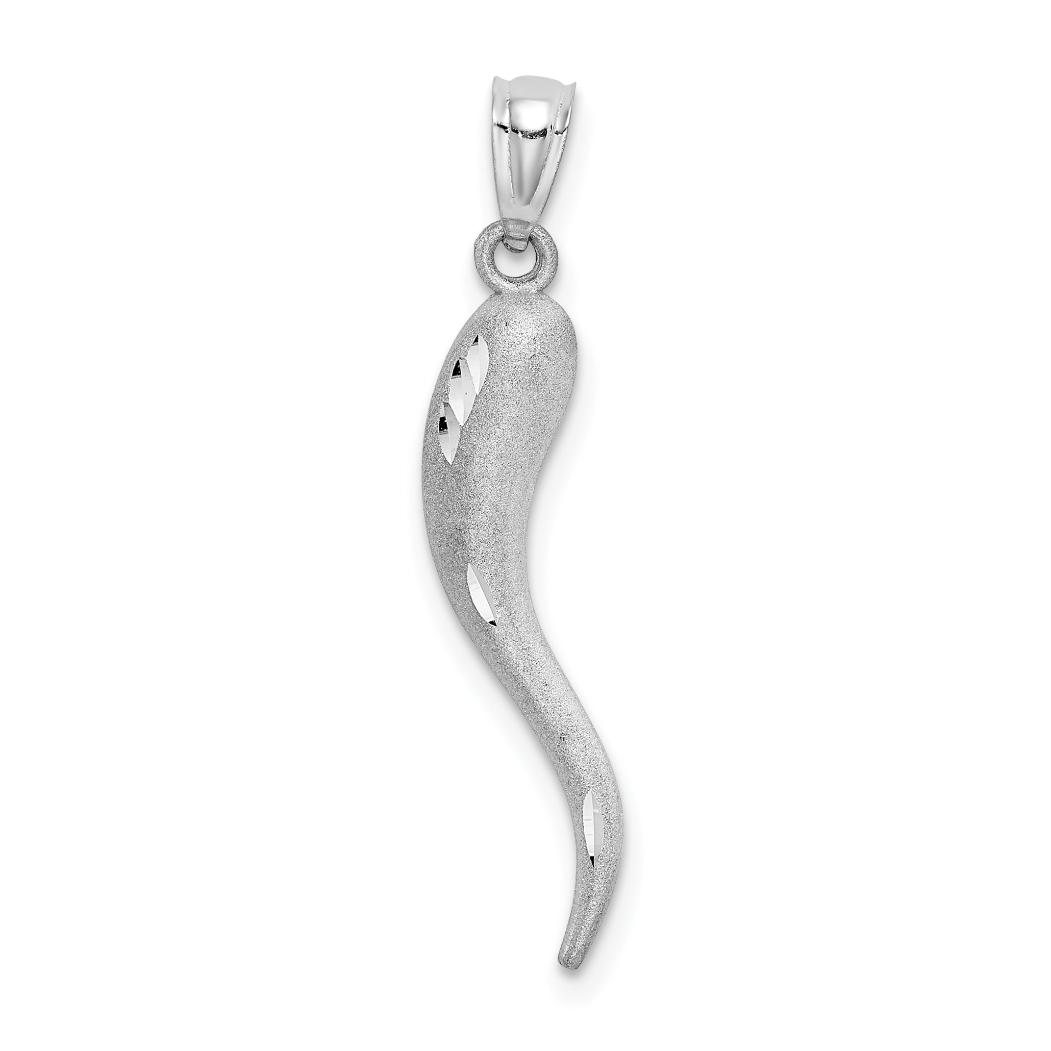 10k White Gold Solid D/C Italian Horn Charm Main image