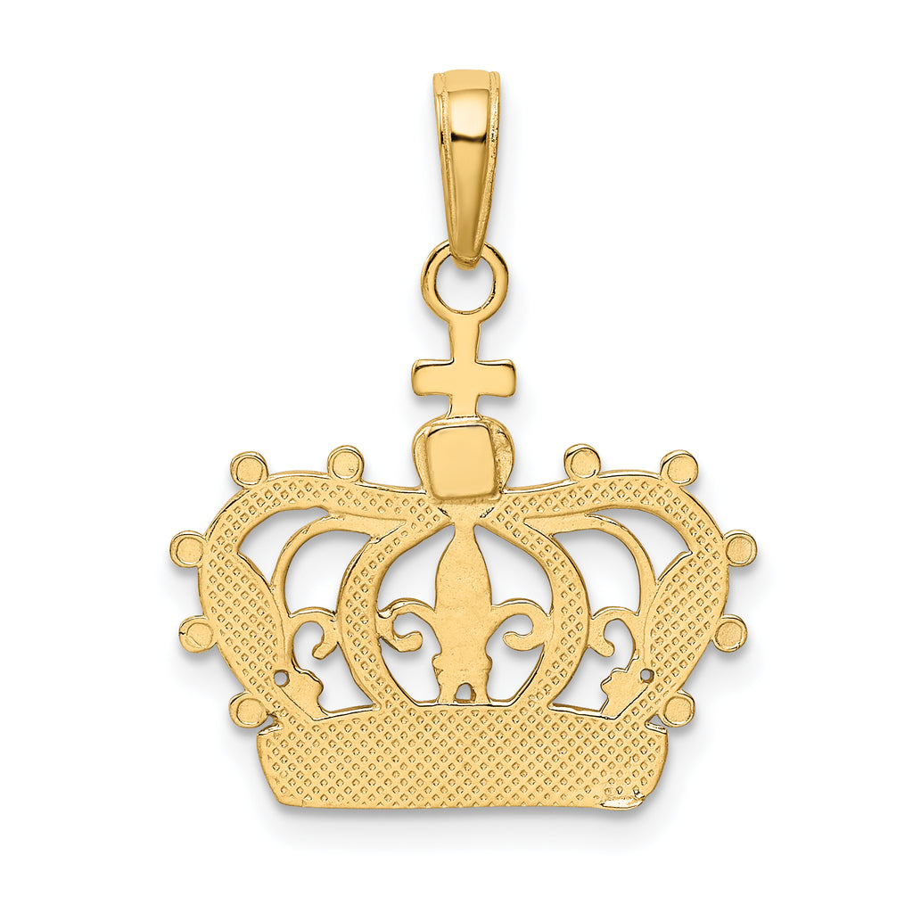 10K W/Rhodium Crown Pendant