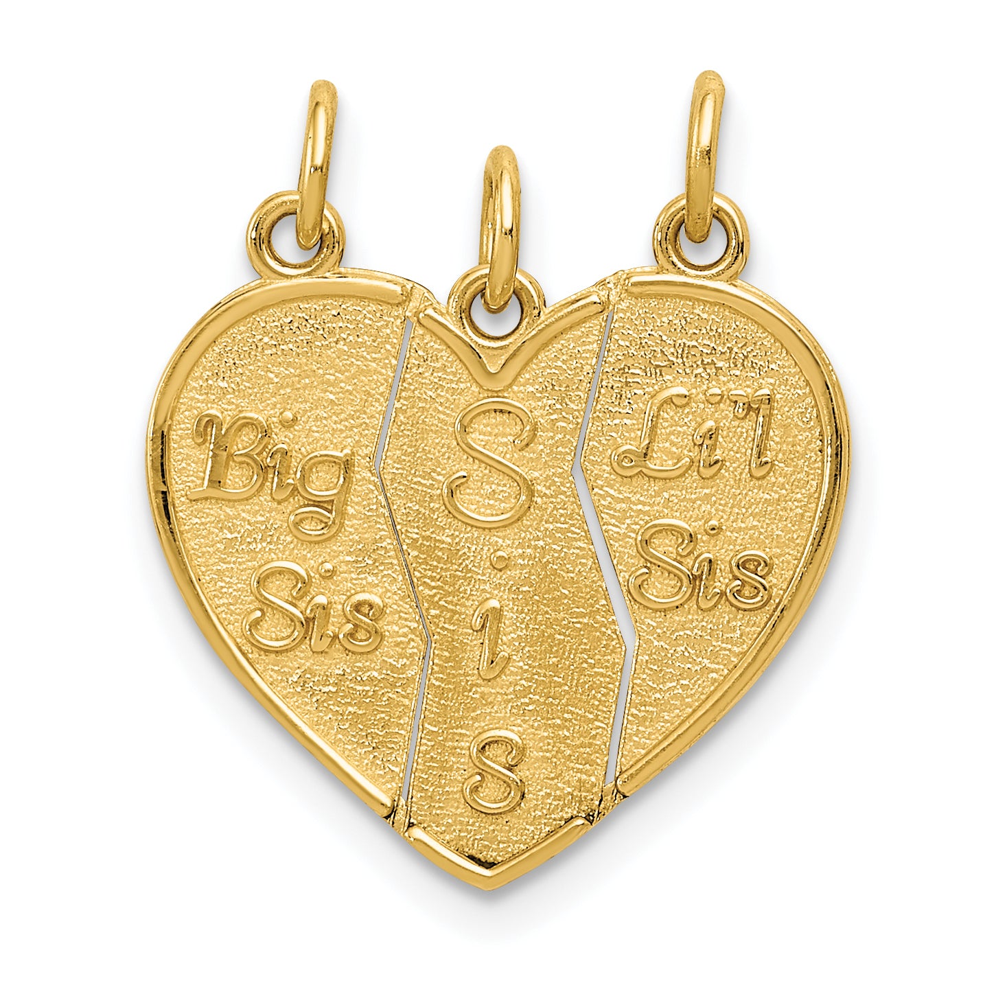 10k 3 piece Break-apart Big Sis, Sis & Lil Sis Charm Main image