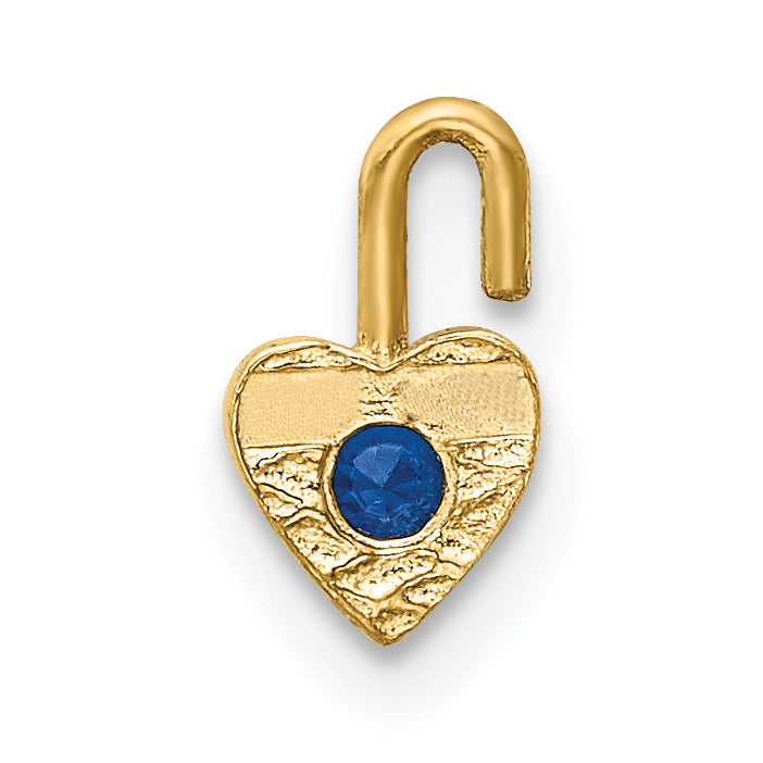 10ky September Synthetic Birthstone Heart Charm