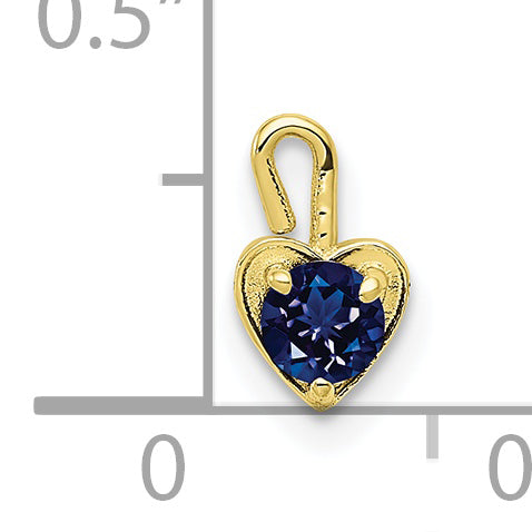 10ky September Synthetic Birthstone Heart Charm