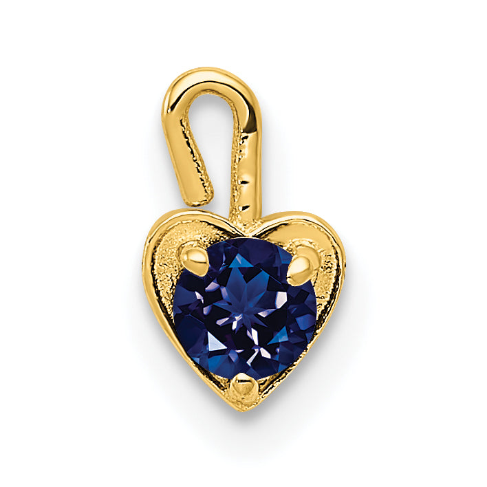 10ky September Synthetic Birthstone Heart Charm