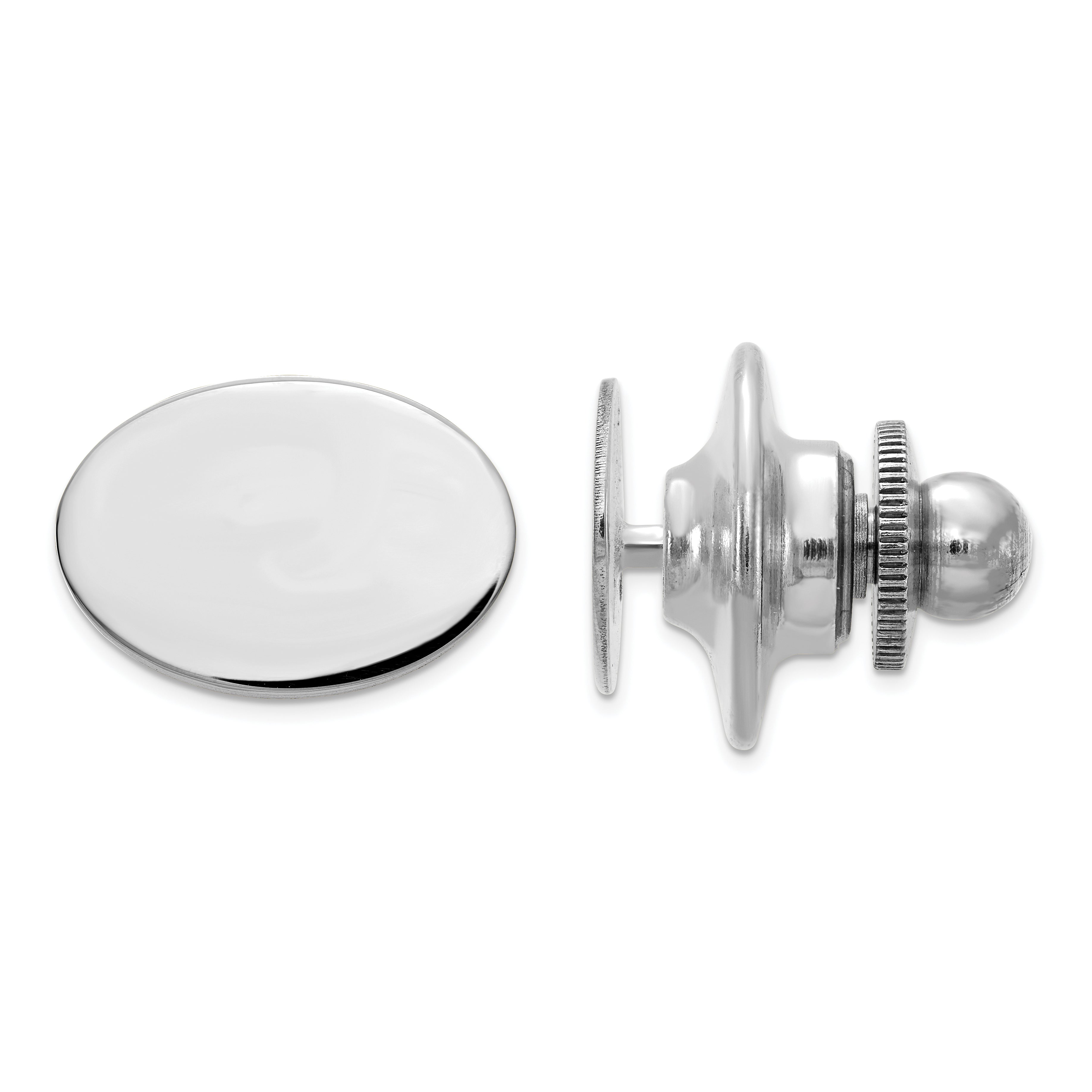 10K White Gold Men's Oval High Polished Tie Tac