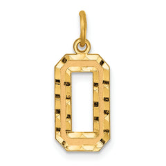 10ky Casted Medium Diamond-cut Number 0 Charm