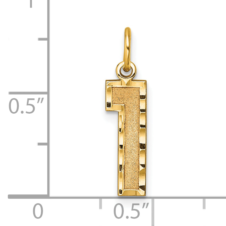 10ky Casted Medium Diamond-cut Number 1 Charm