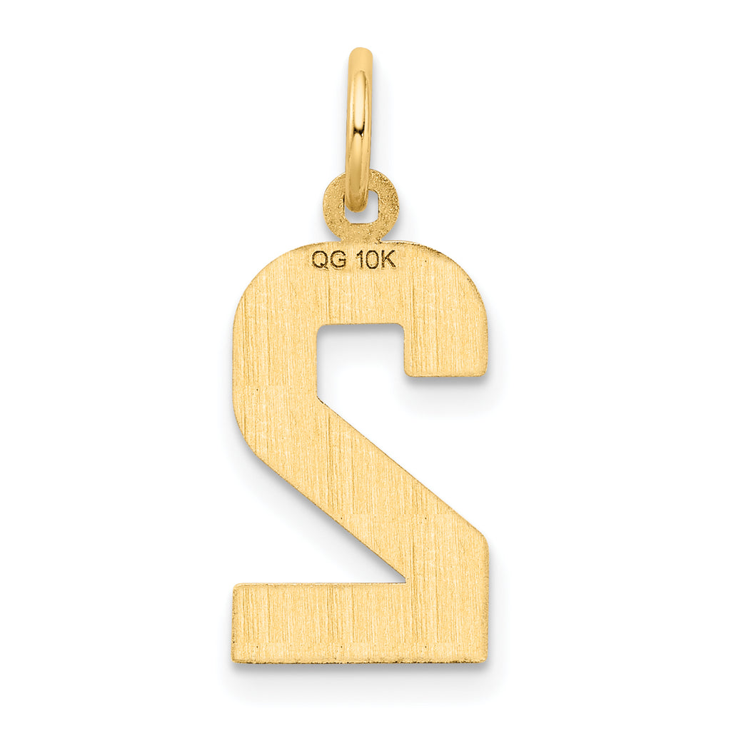 10ky Casted Medium Diamond-cut Number 2 Charm