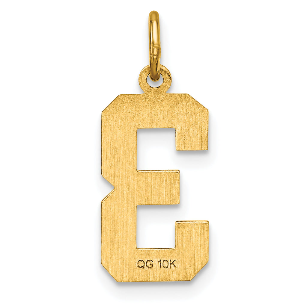 10ky Casted Medium Diamond-cut Number 3 Charm