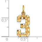 10ky Casted Medium Diamond-cut Number 3 Charm