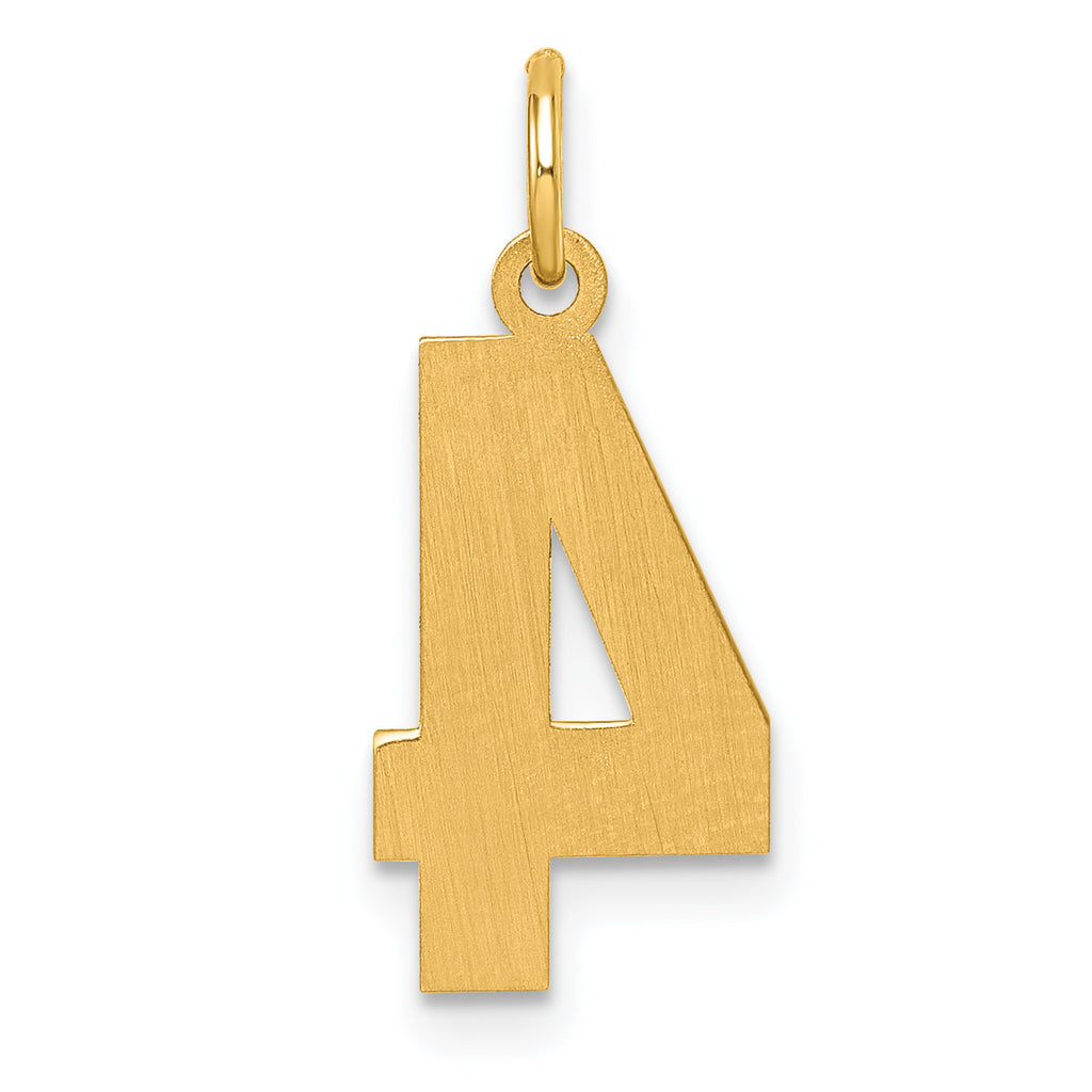 10ky Casted Medium Diamond-cut Number 4 Charm
