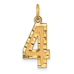 10ky Casted Medium Diamond-cut Number 4 Charm