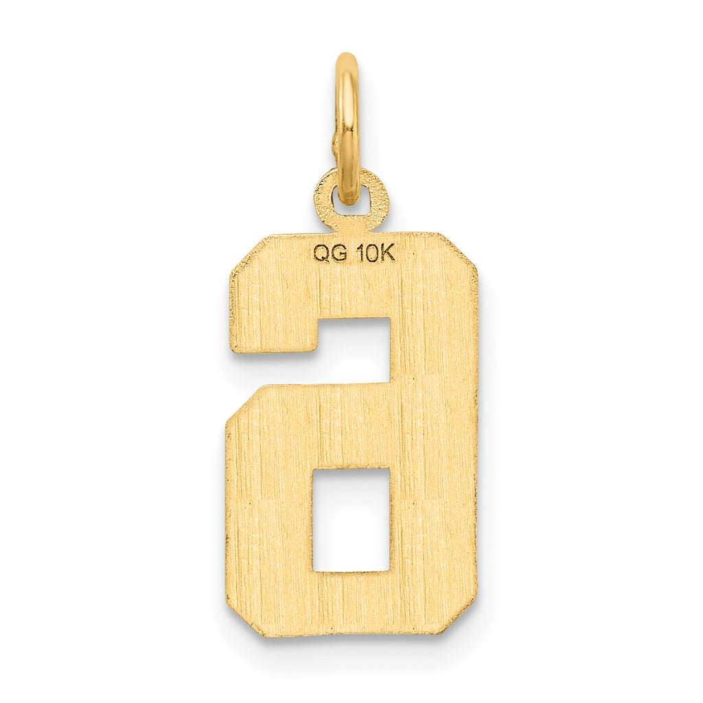 10ky Casted Medium Diamond-cut Number 6 Charm