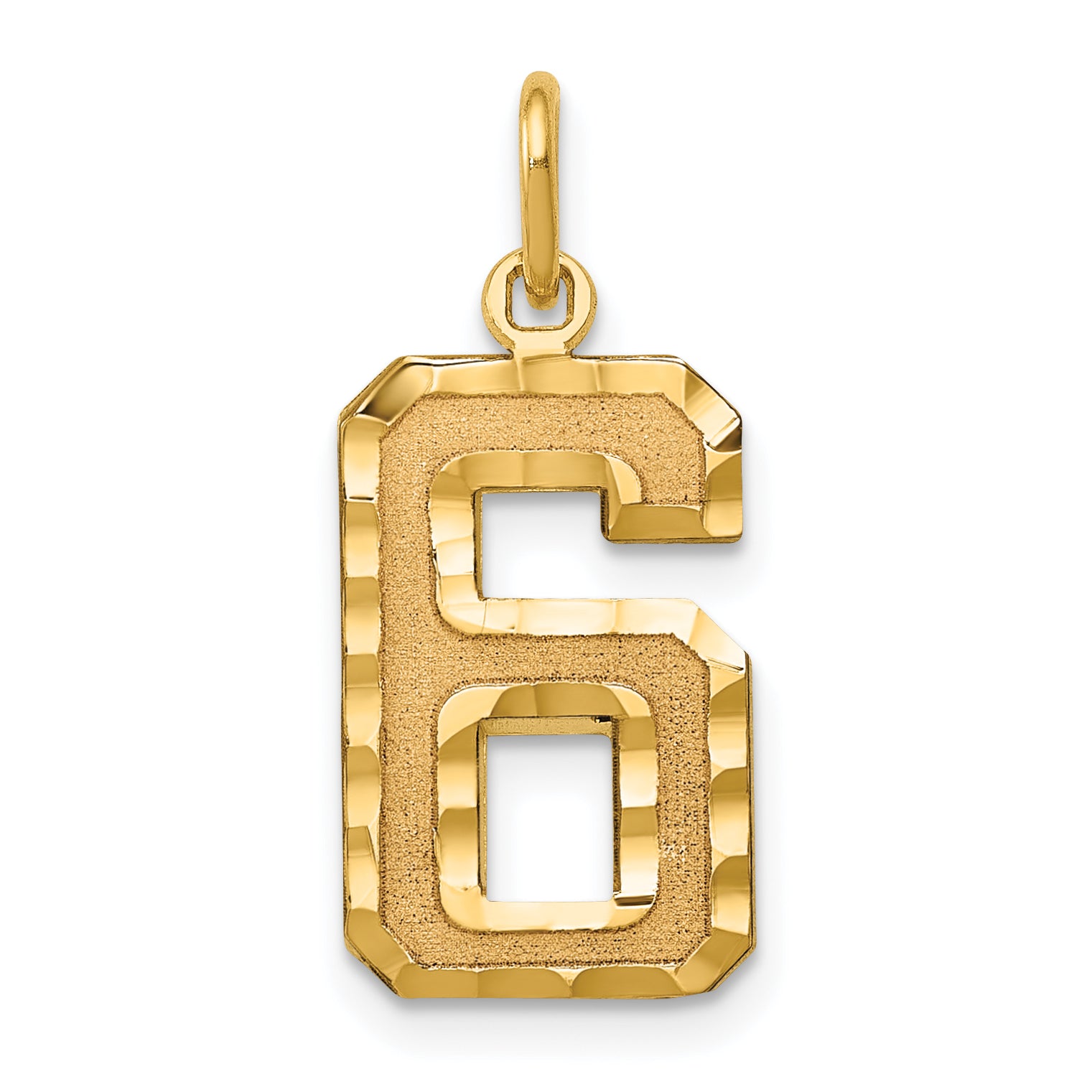 10ky Casted Medium Diamond-cut Number 6 Charm