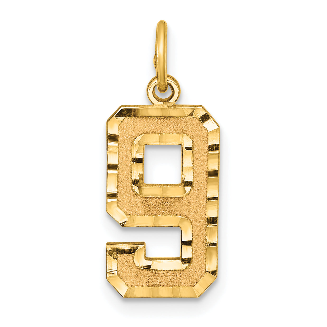 10ky Casted Medium Diamond-cut Number 9 Charm