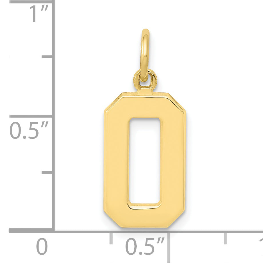 10k Medium Polished Number 0 Charm
