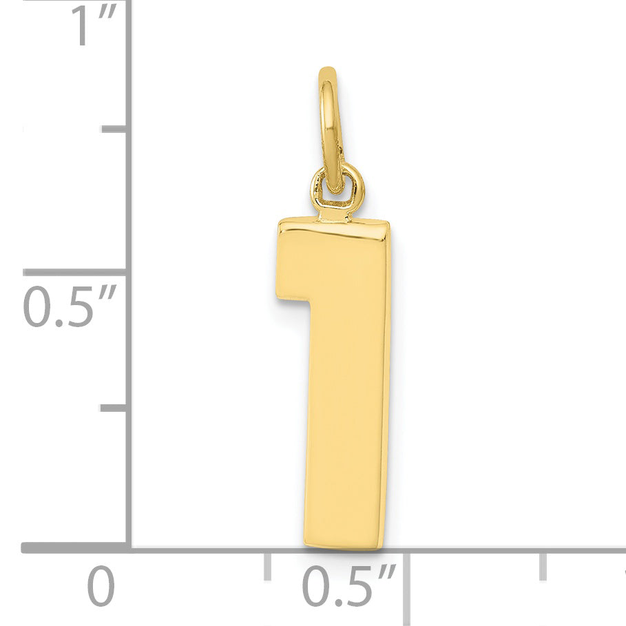 10k Medium Polished Number 1 Charm