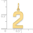 10k Medium Polished Number 2 Charm