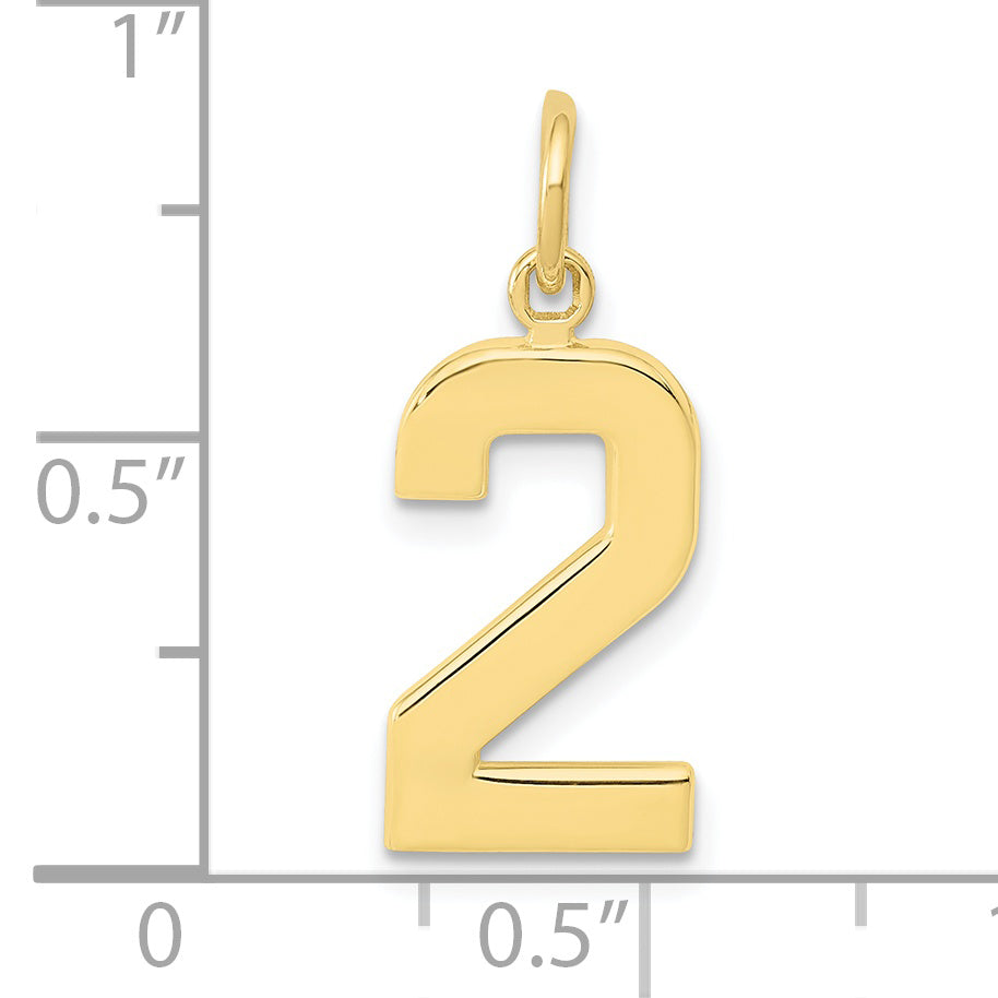 10k Medium Polished Number 2 Charm