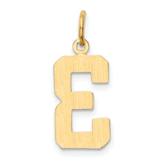 10k Medium Polished Number 3 Charm