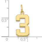 10k Medium Polished Number 3 Charm
