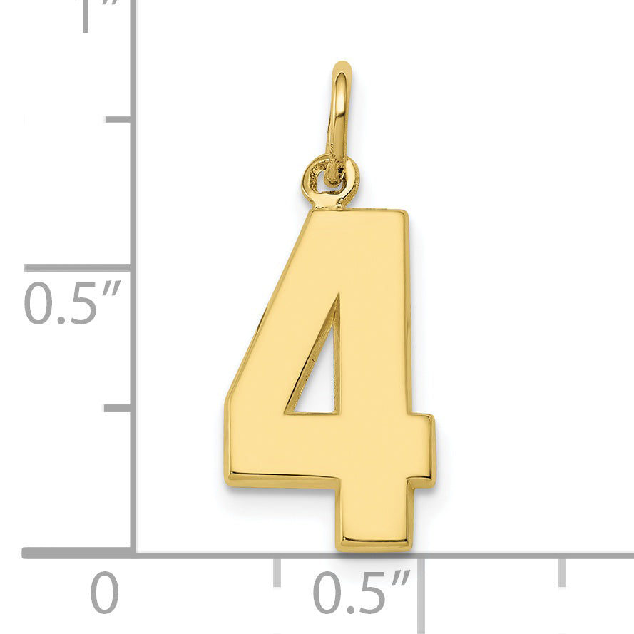 10k Medium Polished Number 4 Charm