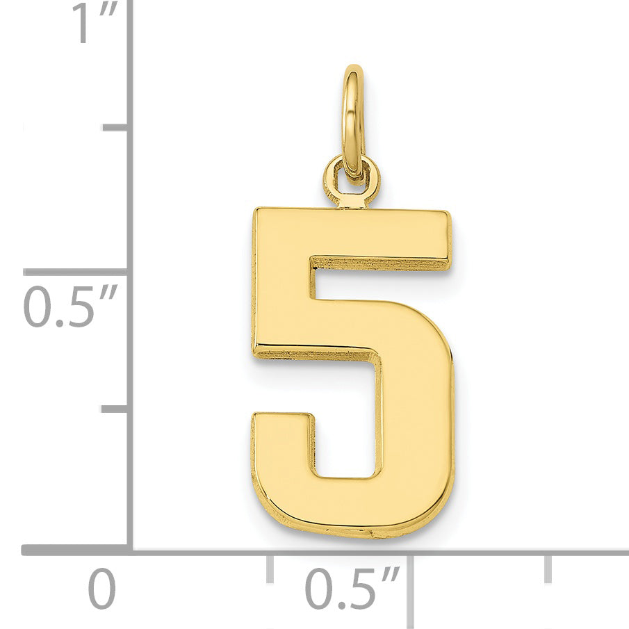 10k Medium Polished Number 5 Charm