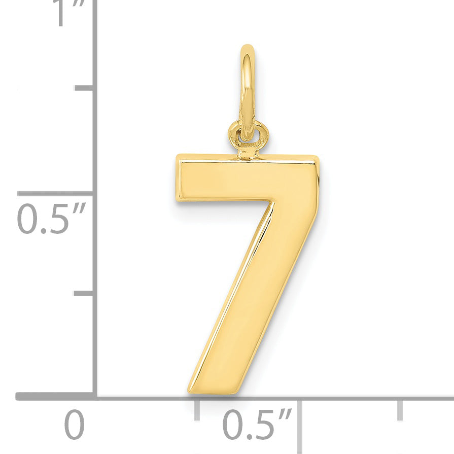 10k Medium Polished Number 7 Charm