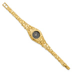 10k 22mm Black Dial 7 inch Nugget Watch