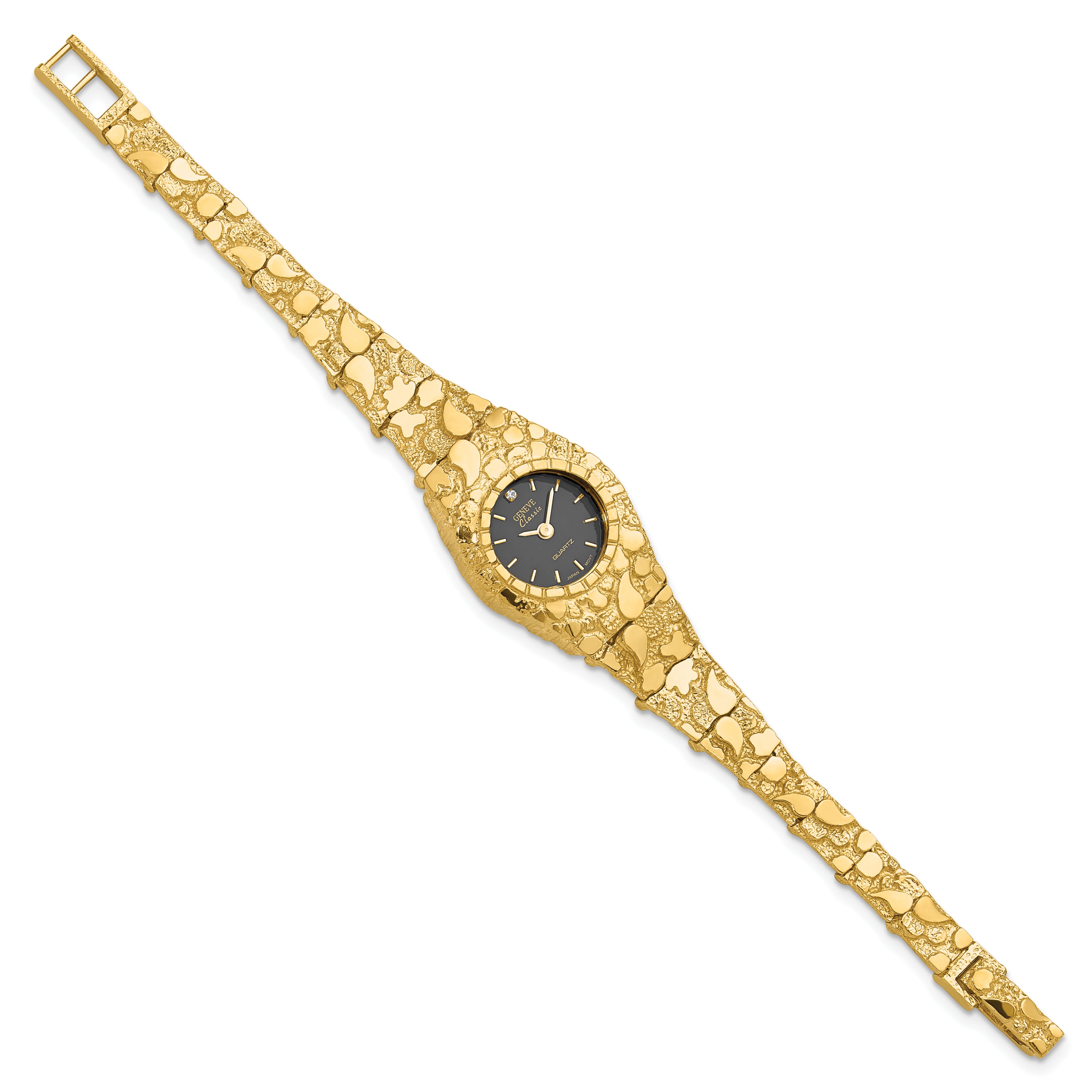 10k 22mm Black Dial 7 inch Nugget Watch