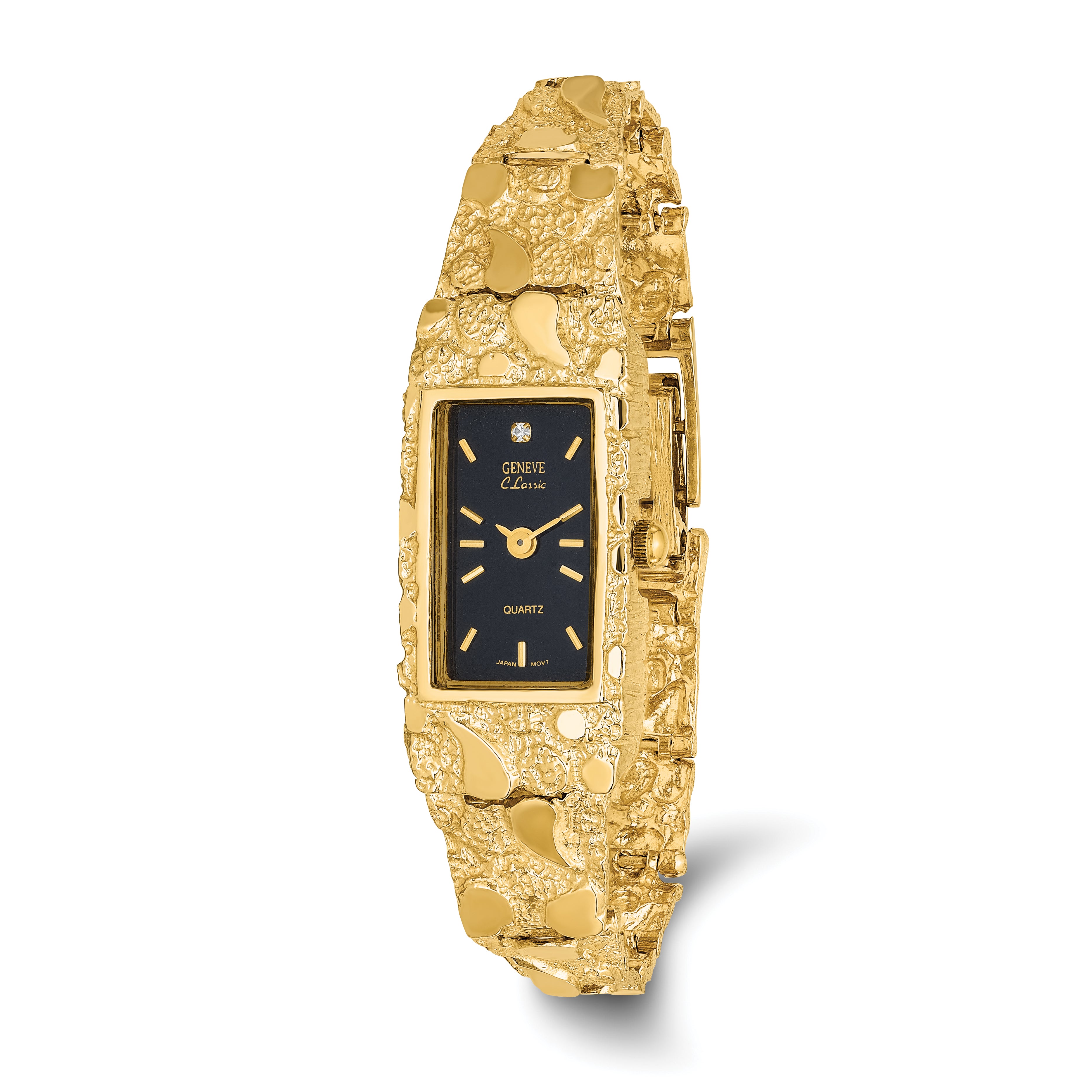 10k 15x31mm Black Dial Rectangular Face 7 inch Nugget Watch Main image