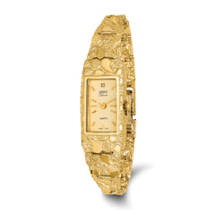 10k Champagne 15x31mm Dial Rectangular Face Nugget Watch